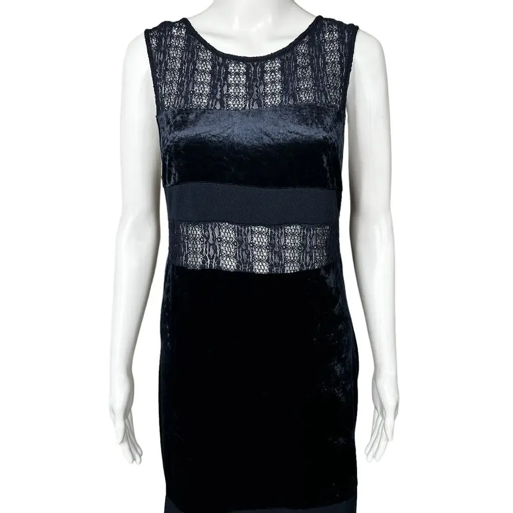 Free People Crushed Velvet Sheer Lace Blue Maxi Dress Large Fairy Witchy Gothic - Picture 8 of 16